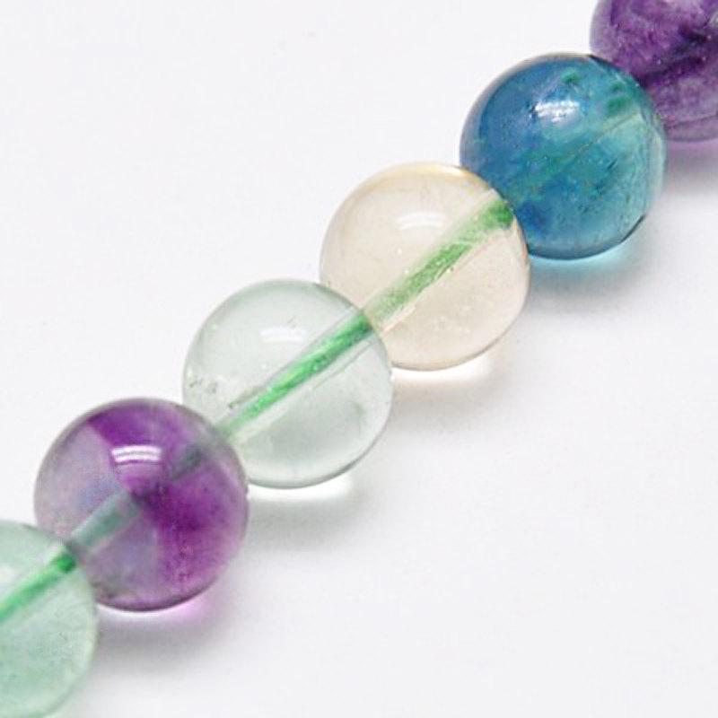 20 Round Natural Fluorite Beads - Purples, Blues, and Greens - Choose Your Size!
