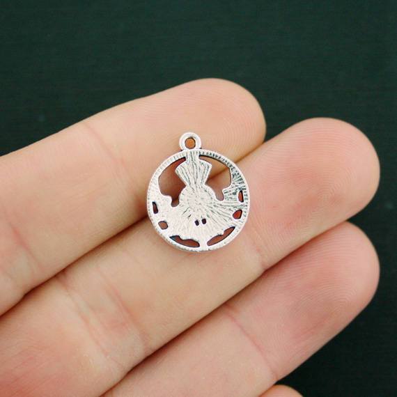 20 Thistle Antique Silver Tone Charms - SC4225