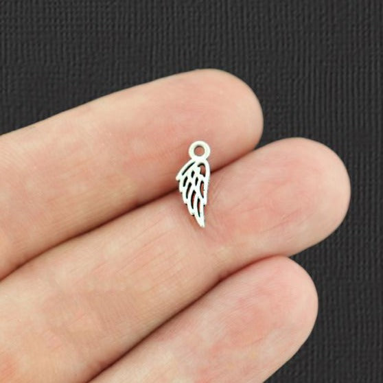20 Tiny Angel Wing Antique Silver Tone Charms 2 Sided - SC4306