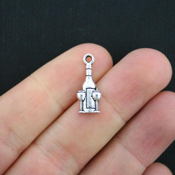 20 Wine Antique Silver Tone Charms - SC3684
