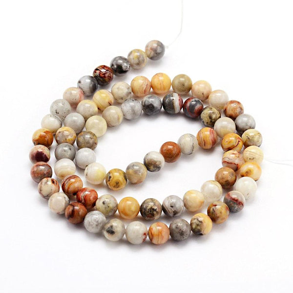 Perles rondes en agate naturelle 6 mm - Tons de terre de granit - 20 perles - BD603