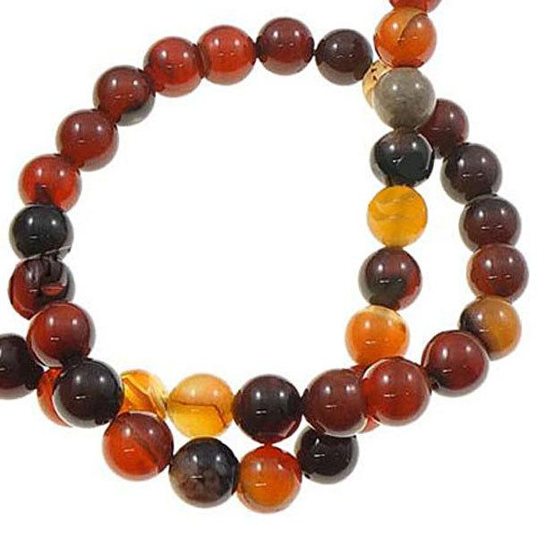 Round Natural Agate Beads 10mm - Autumn Colors - 20 Beads - BD650