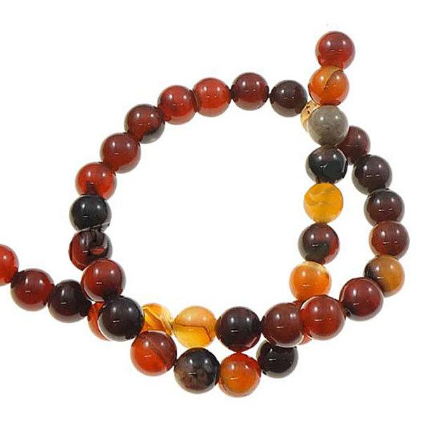 Perles rondes en agate naturelle 10 mm - Couleurs d'automne - 20 perles - BD650