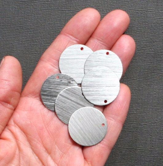 Circle Stamping Blanks - Silver Brushed Aluminum - 1" - 20 Tags - MT041
