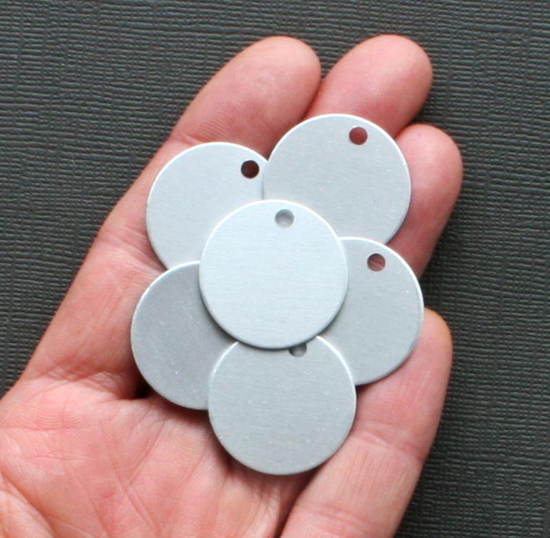 Circle Stamping Blanks - Frosted Grey Brushed Aluminum - 1" - 20 Tags - MT042