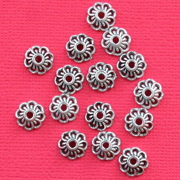 Capuchons de perles de ton argent antique - 10 mm x 4 mm - 20 pièces - FD259