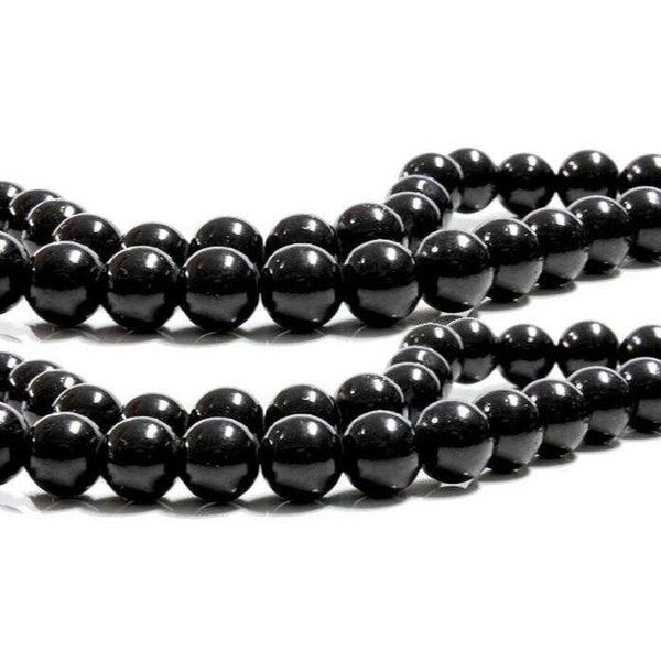 Perles de Verre Rondes 8mm - Noir Minuit - 20 Perles - BD234