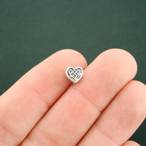 Celtic Heart Spacer Beads 7mm - Silver Tone - 20 Beads - SC7543