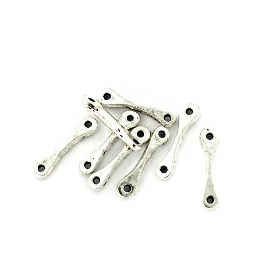 20 Connector Bar Charms Silver Tone 20mm x 3mm - FD404