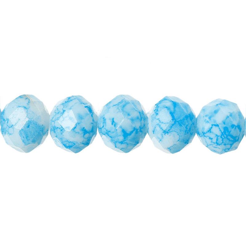 Faceted Glass Beads 10mm - Mottled Blue - 20 Beads - BD788