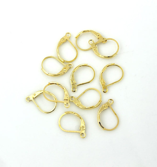 Gold Tone Earring - Lever Back Wires - 16mm x 10mm - 20 Pieces 10 Pairs - Z829