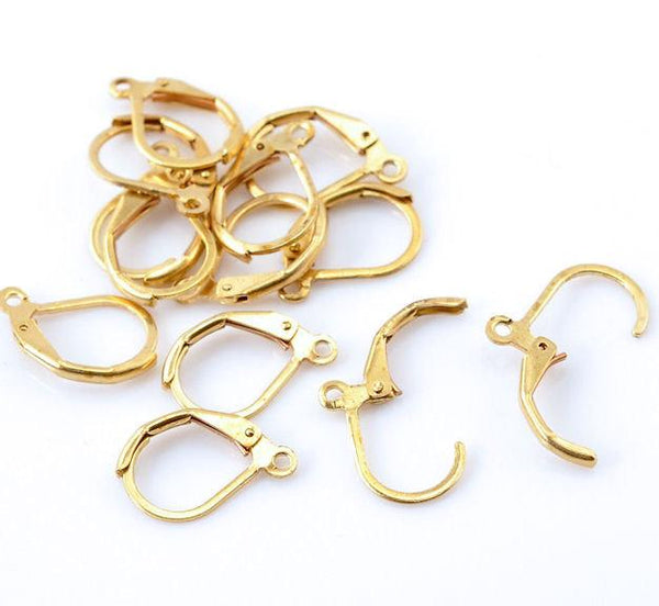 Gold Tone Earring - Lever Back Wires - 16mm x 10mm - 20 Pieces 10 Pairs - Z002