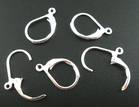 Silver Tone Earrings - Lever Back Wires - 16mm x 10mm - 20 Pieces 10 Pairs - Z095