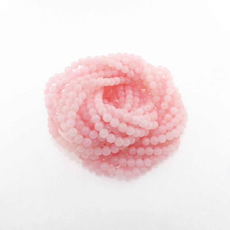 Round Natural Jade Beads 4mm - Petal Pink - 20 Beads - BD968