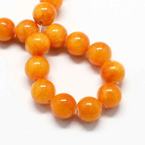 Perles de jade naturelles rondes 4mm - orange mandarine - 20 perles - BD965