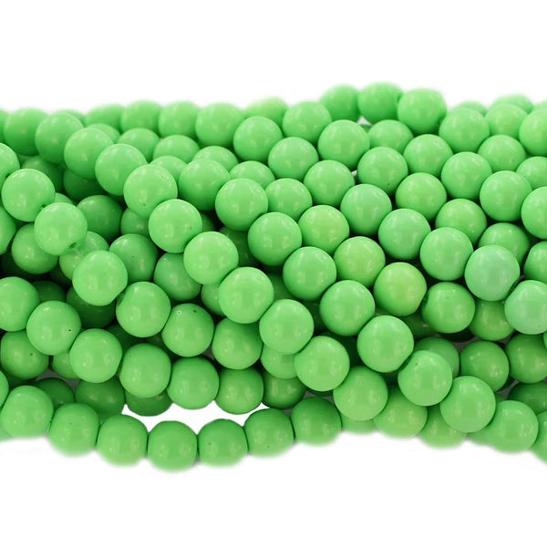Round Glass Beads 8mm - Kelly Green - 20 Beads - BD527