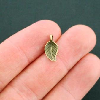 20 Leaf Antique Bronze Tone Charms 2 Sided - BC842