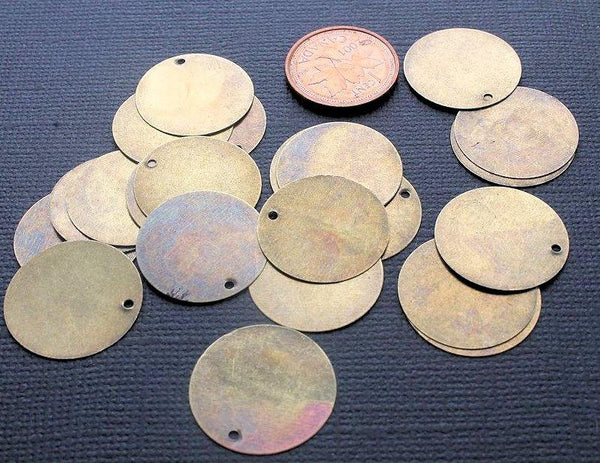 Circle Stamping Blanks - Gold Tone Brass - 19.6mm - 20 Tags - MT110