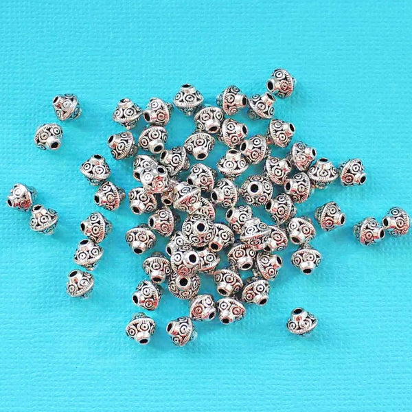 Bicone Spacer Beads 6mm - Silver Tone - 20 Beads - SC5788