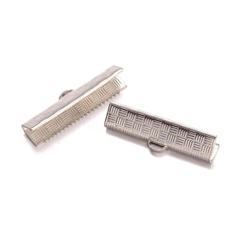 Stainless Steel Ribbon Ends - 25mm x 7mm - 20 Pieces - FD482