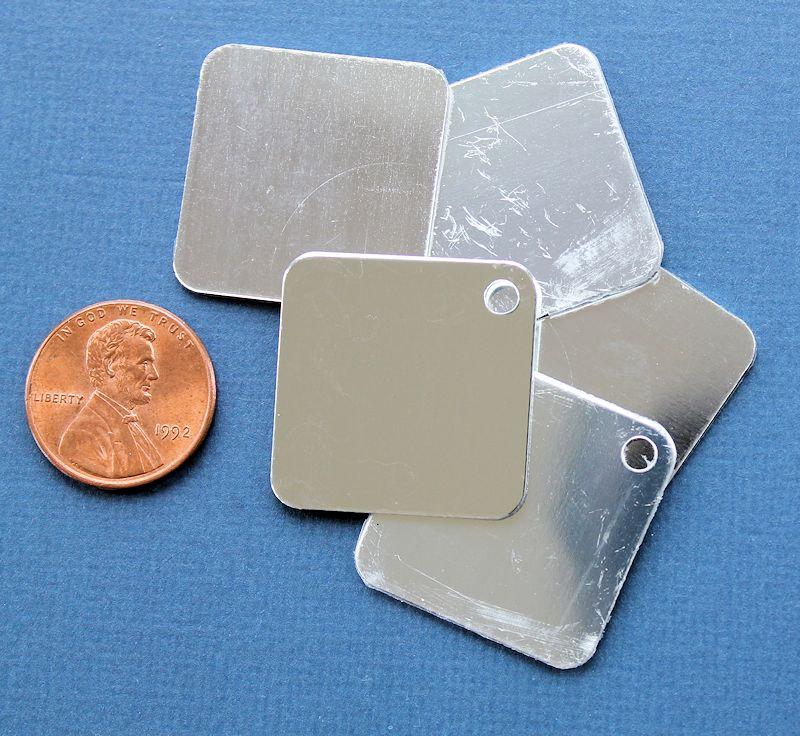 Square Stamping Blanks - Silver Aluminum - 25.4mm - 20 Tags - MT077