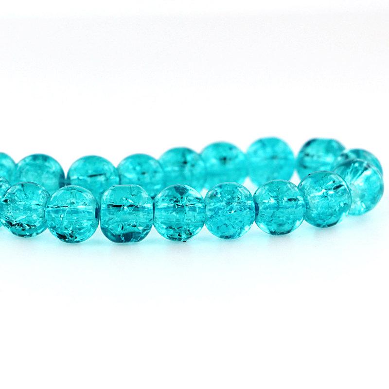 Round Glass Beads 8mm - Turquoise Crackle - 20 Beads - BD548