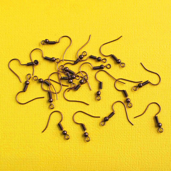Boucles d'oreilles en cuivre antique - Crochets de style français - 20 mm x 17 mm - 200 pièces 100 paires - Z108