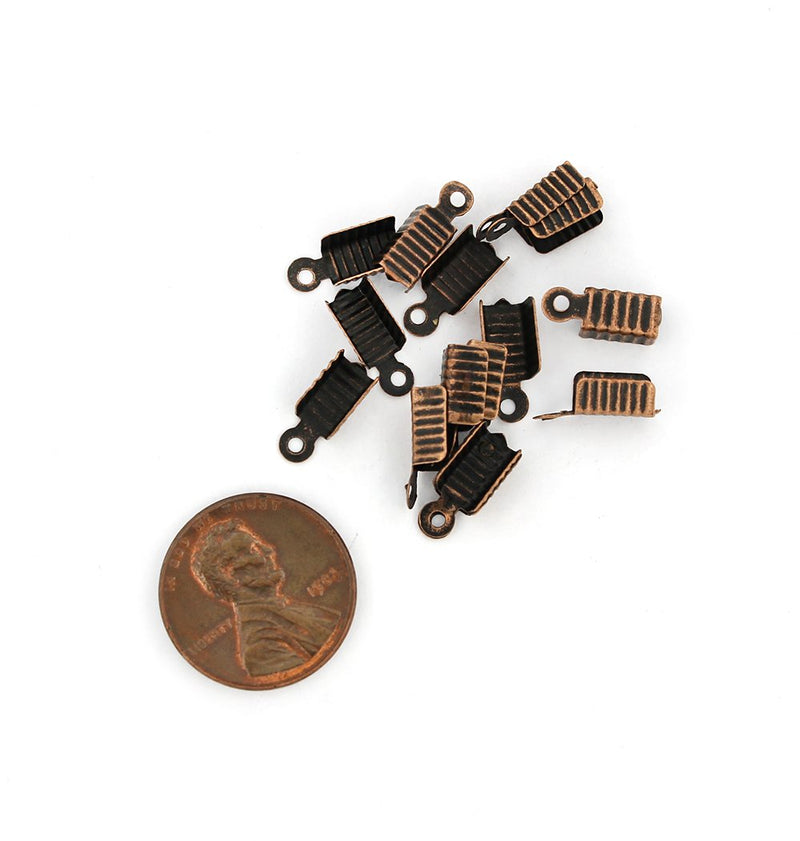 Antique Copper Tone Cord Ends - 12mm x 5mm - 200 Pieces - FD438