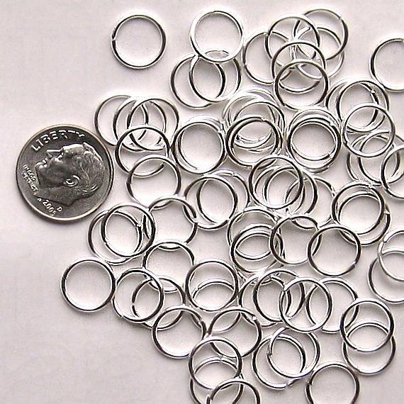 Silver Tone Jump Rings 10mm x 1.5mm - Open 15 Gauge - 200 Rings - J007