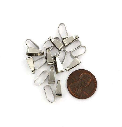 Silver Tone Pinch Bail - 11mm x 4mm - 200 Pieces - FD439