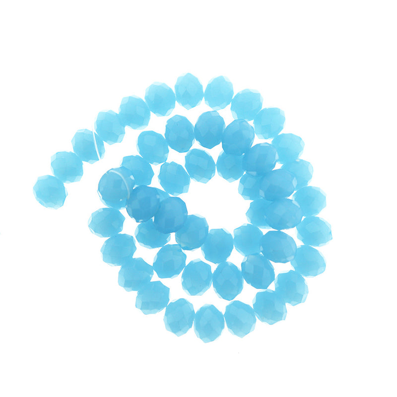 Faceted Glass Beads 8mm x 6mm - Sky Blue - 1 Strand 81 Beads - BD1992