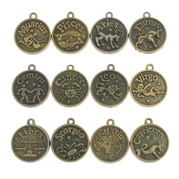 Collection de zodiaques en bronze antique 12 breloques différentes - BC1274