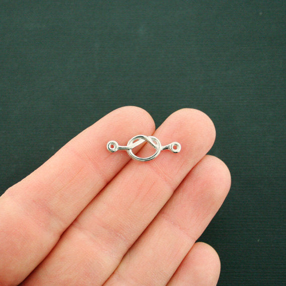6 connecteurs Love Knot Silver Tone Charms 2 faces - SC6535