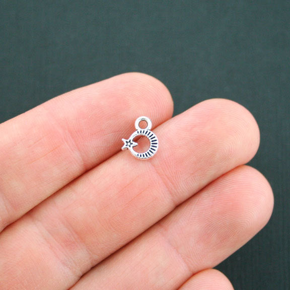 15 Moon Star Antique Silver Tone Charms 2 Sided - SC4969