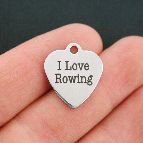 I Love Rowing Stainless Steel Charms - BFS011-0208