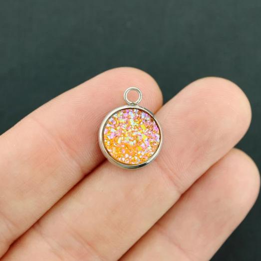 4 Druzy Cabochon Stainless Steel Charms - SC7633