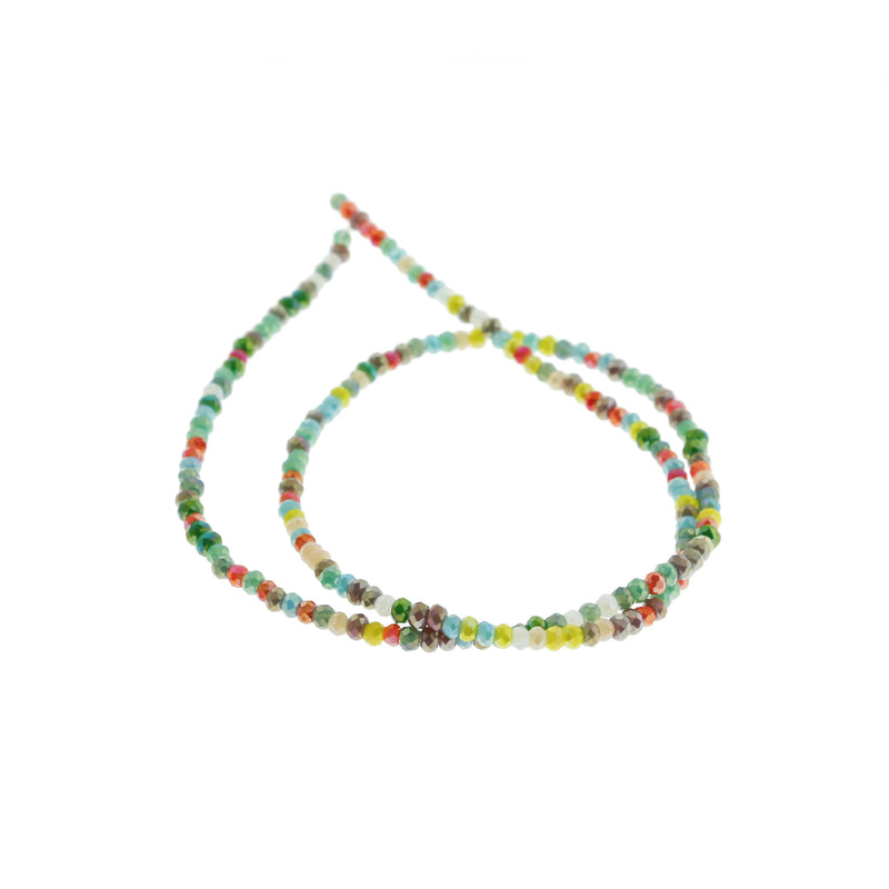 Faceted Glass Beads 2mm - Electroplated Rainbow - 1 Strand 188 Beads - BD444