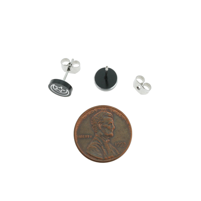 Boucles d'oreilles en acier inoxydable - Crescent Moon Studs - 8mm x 8mm - 2 pièces 1 paire - ER042