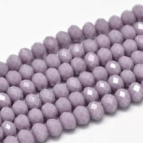 Faceted Glass Beads 8mm x 6mm - Lavender Purple - 1 Strand 70 Beads - BD1237