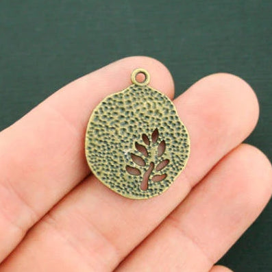 6 Tree Antique Bronze Tone Charms 2 Sided - BC891