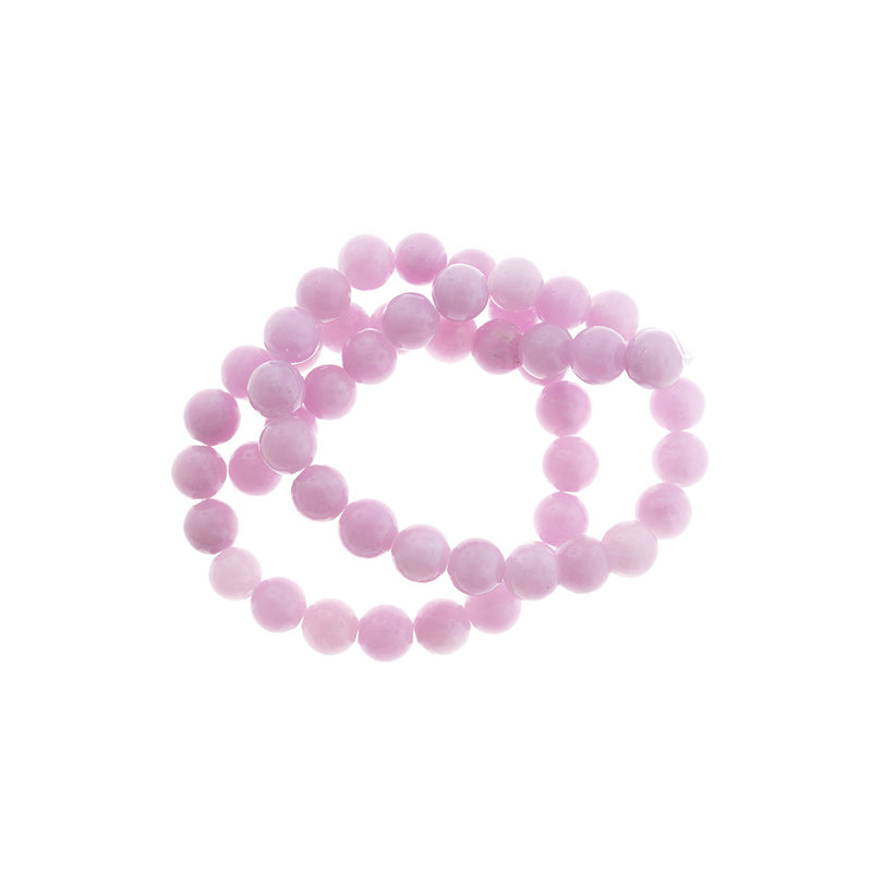 Perles rondes en jade naturel 8 mm - Rose pétale - 1 rang 50 perles - BD2526
