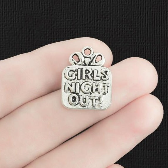8 Girls Night Out Antique Silver Tone Charms - SC198