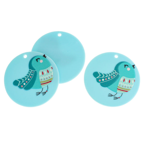 2 Blue Bird Acrylic Charms - K321