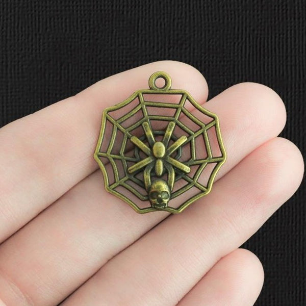 4 Spiderweb Antique Bronze Tone Charms - BC276