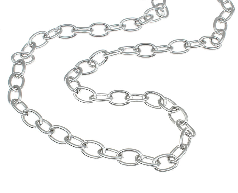 Silver Tone Cable Chain Necklaces 20" - 4mm - 10 Necklaces - N189