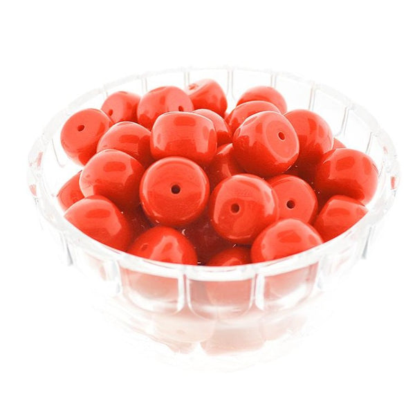 Rondelle Acrylic Beads 20mm x 14mm - Bright Red - 10 Beads - BD2080