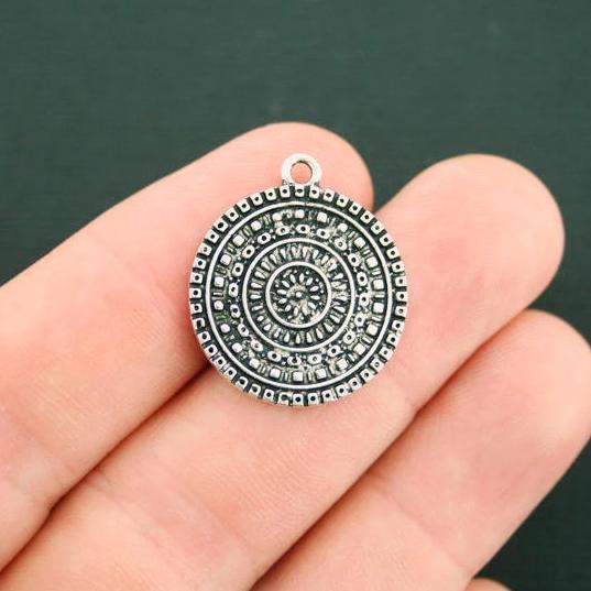 4 breloques de ton argent antique Mandala - SC6181