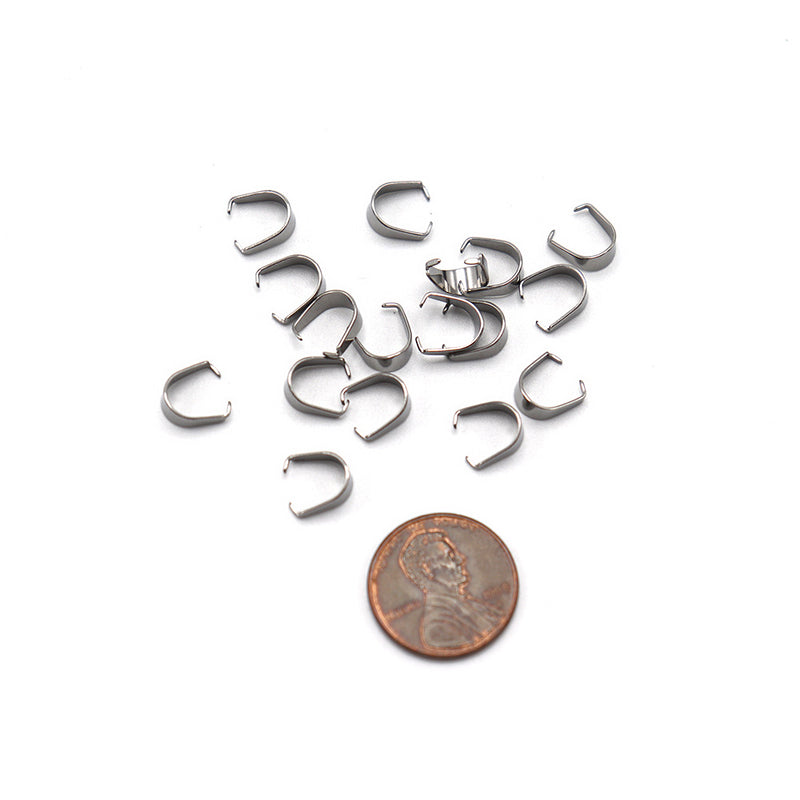 Stainless Steel Pinch Bail - 8mm x 7mm - 20 Pieces - FD958