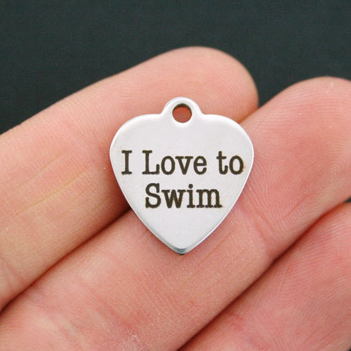 Swim Stainless Steel Charms - I love to - BFS011-0219