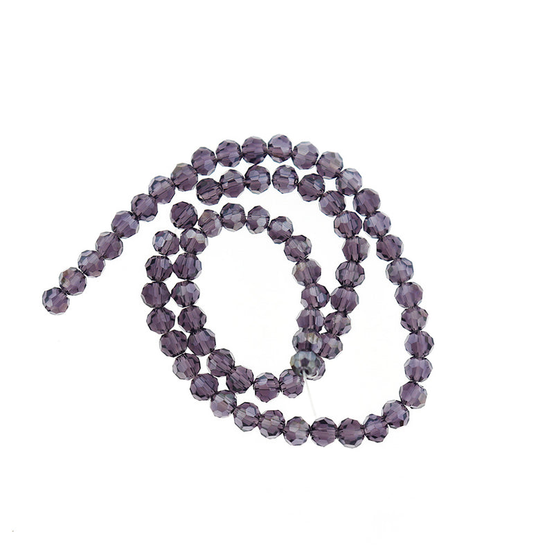 Faceted Round Glass Beads 3.5mm x 4.5mm - Electroplated Purple - 1 Strand 100 Beads - BD2451